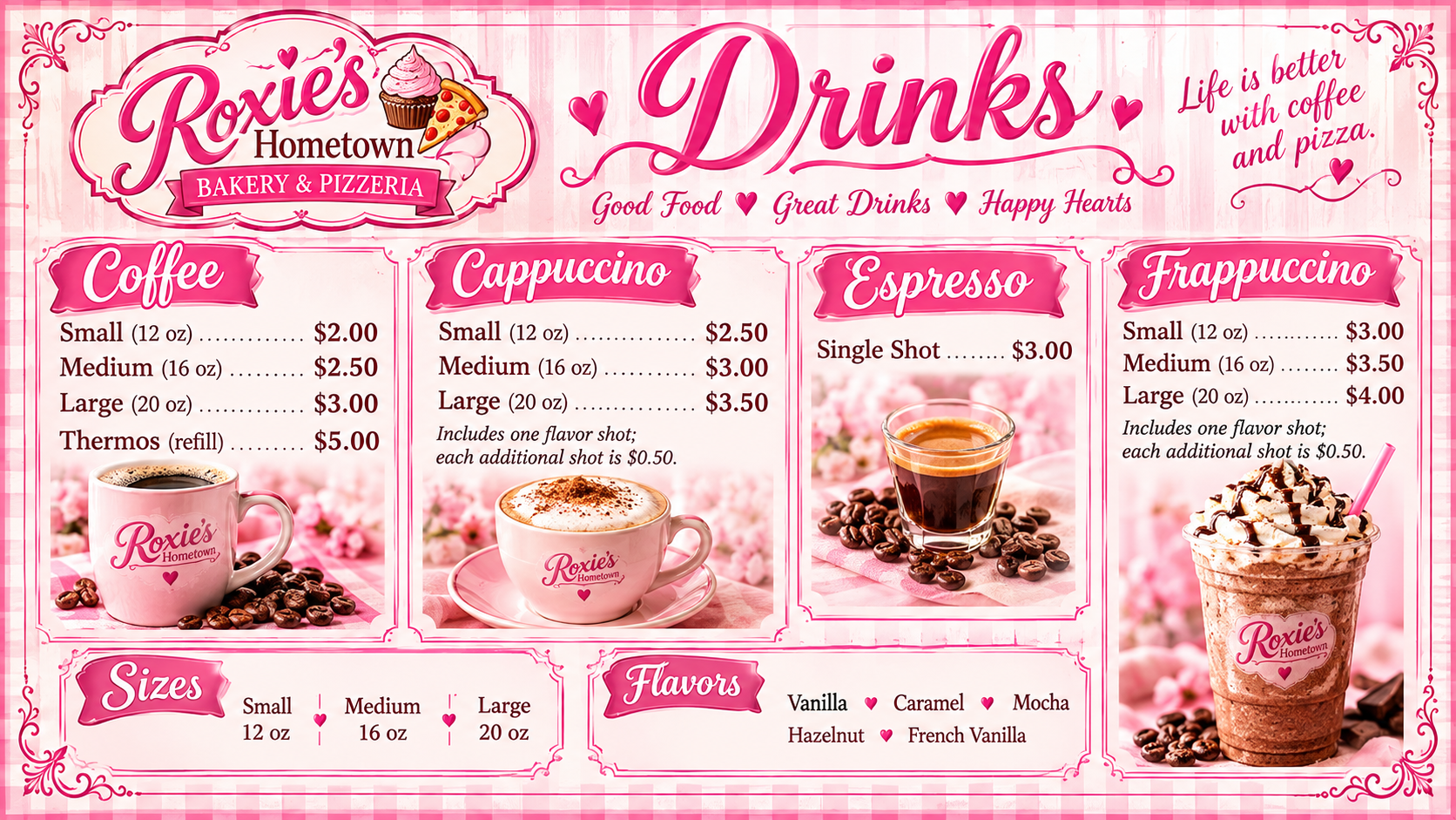 Roxie's Place color menu board