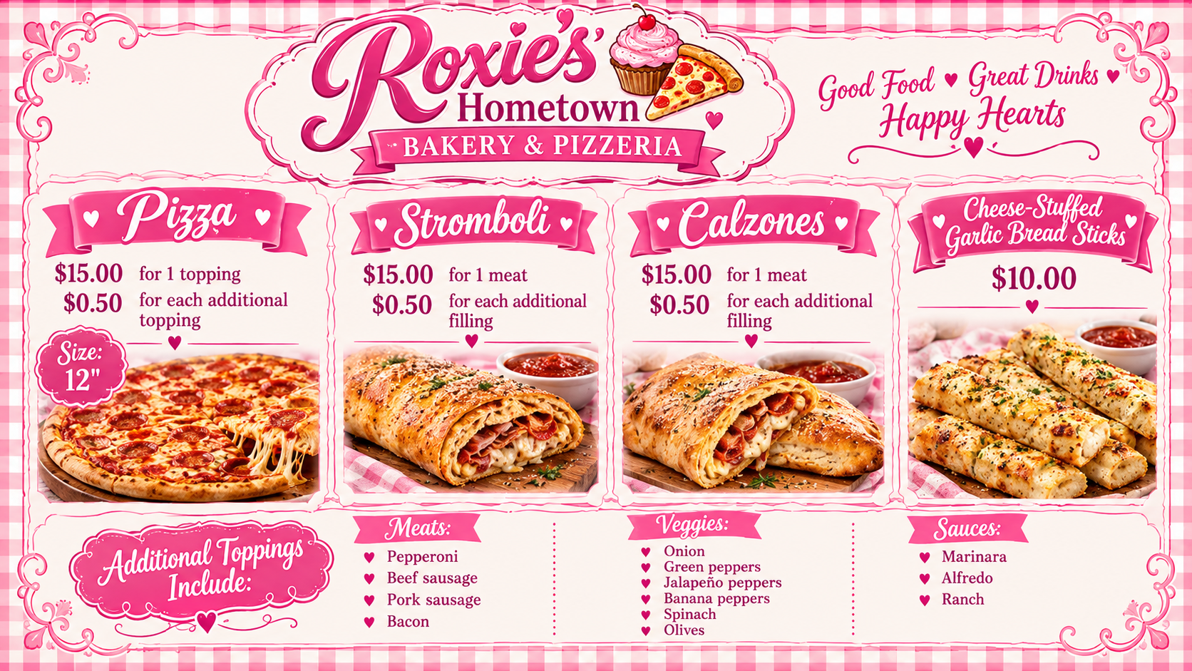 Roxie's Place color menu board